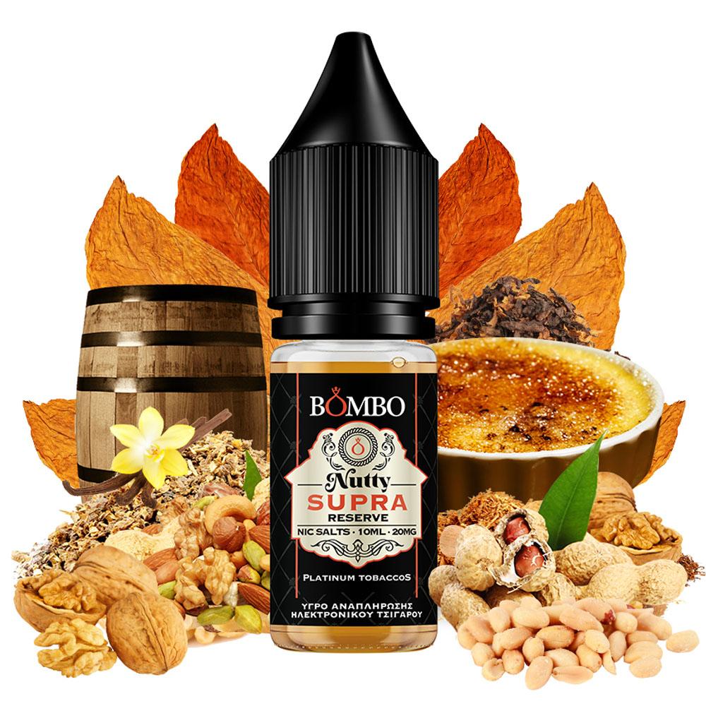 BOMBO PLATINUM TOBACCOS NUTTY SUPRA RESERVE 10ML 20MG NIC SALTS